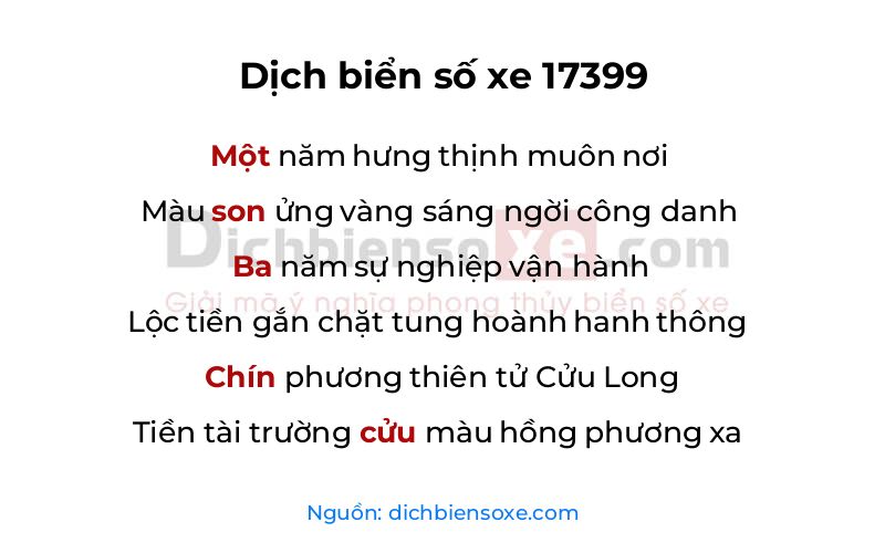 Dịch thơ biển số 17399