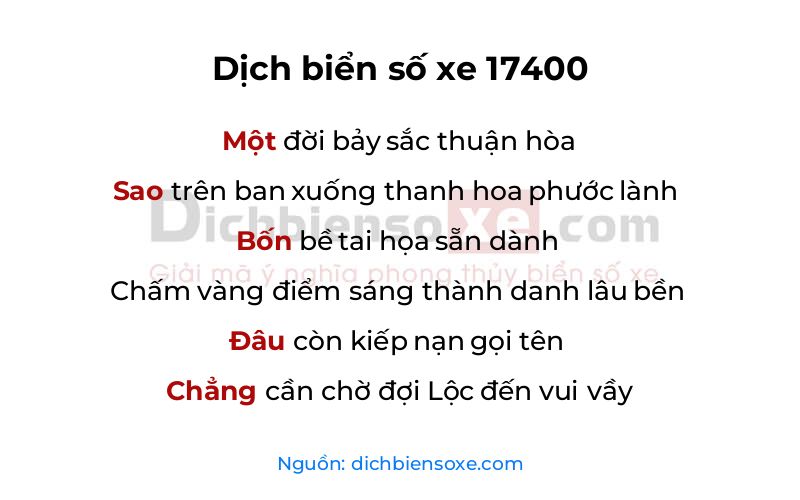Dịch thơ biển số 17400
