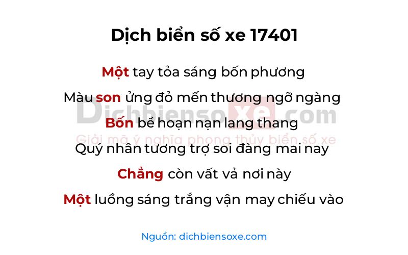 Dịch thơ biển số 17401