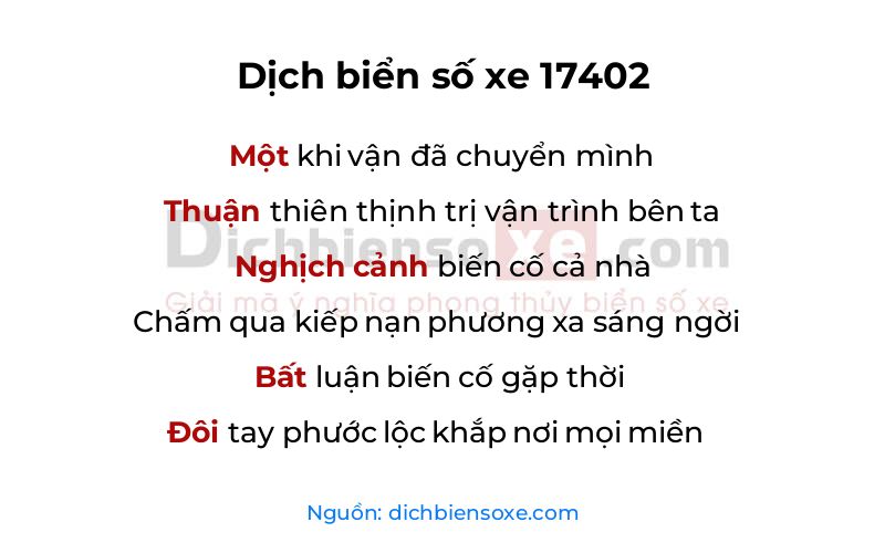 Dịch thơ biển số 17402
