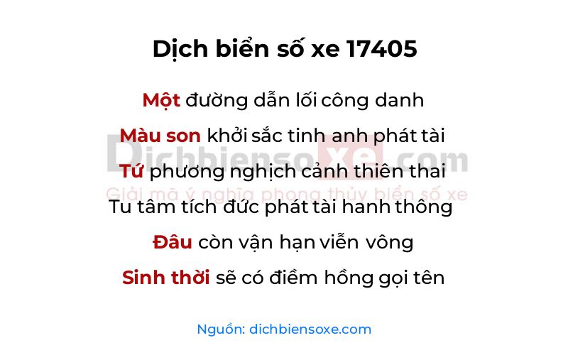 Dịch thơ biển số 17405
