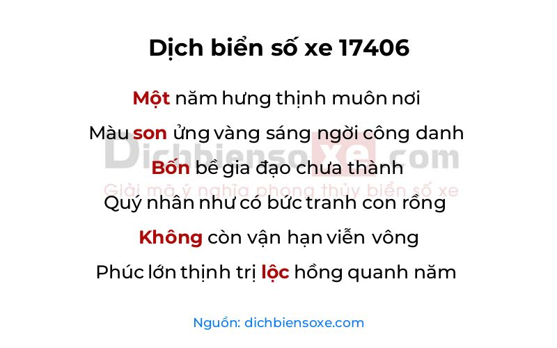 Dịch thơ biển số 17406