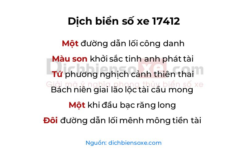 Dịch thơ biển số 17412