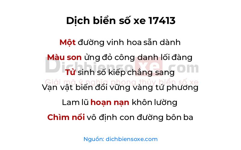 Dịch thơ biển số 17413