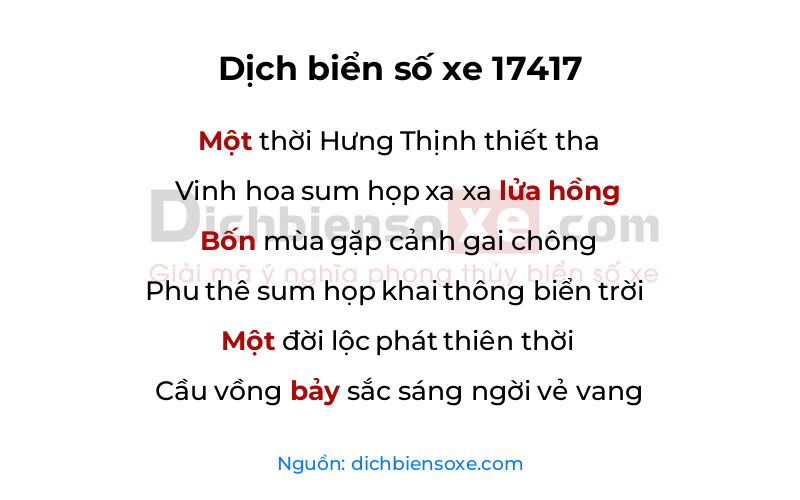 Dịch thơ biển số 17417