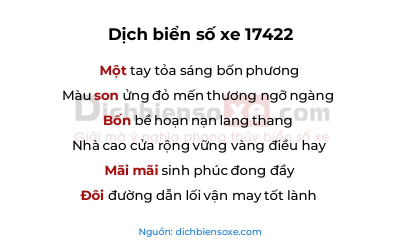 Dịch thơ biển số 17422