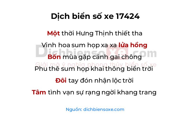 Dịch thơ biển số 17424