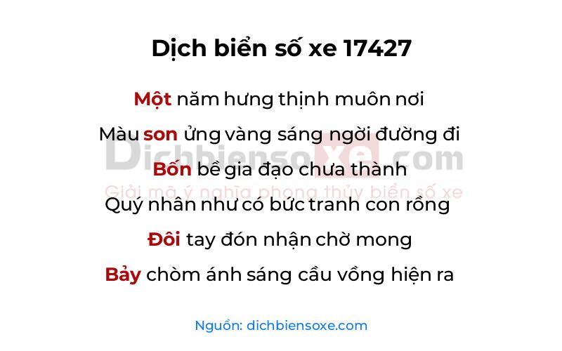 Dịch thơ biển số 17427