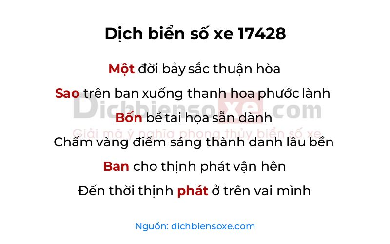Dịch thơ biển số 17428
