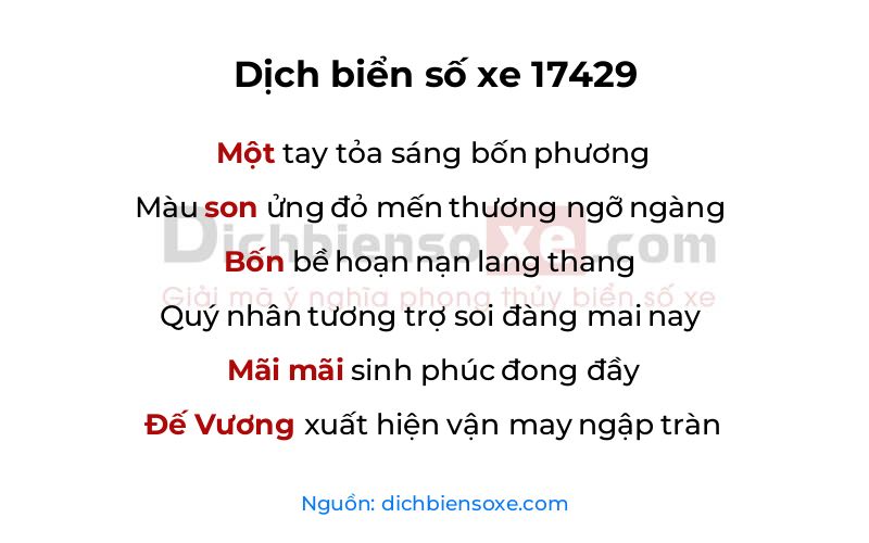 Dịch thơ biển số 17429
