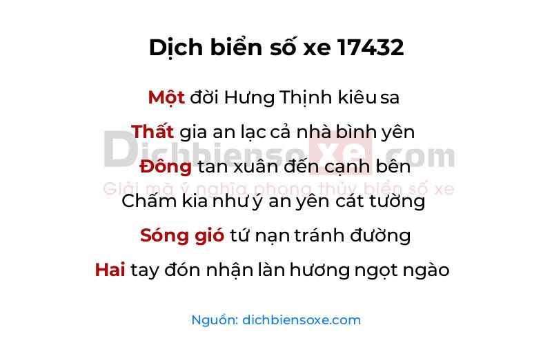Dịch thơ biển số 17432
