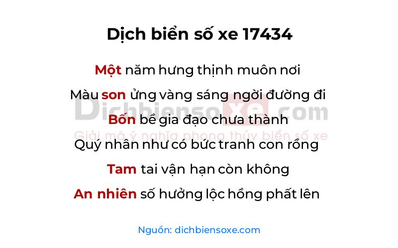 Dịch thơ biển số 17434