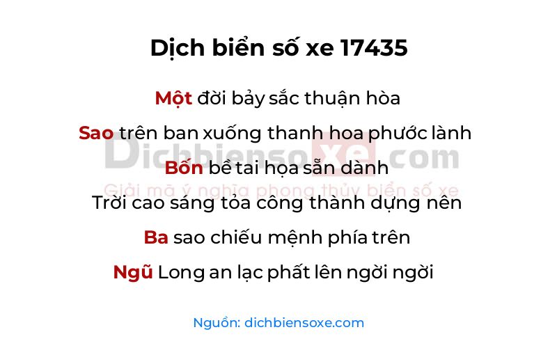 Dịch thơ biển số 17435