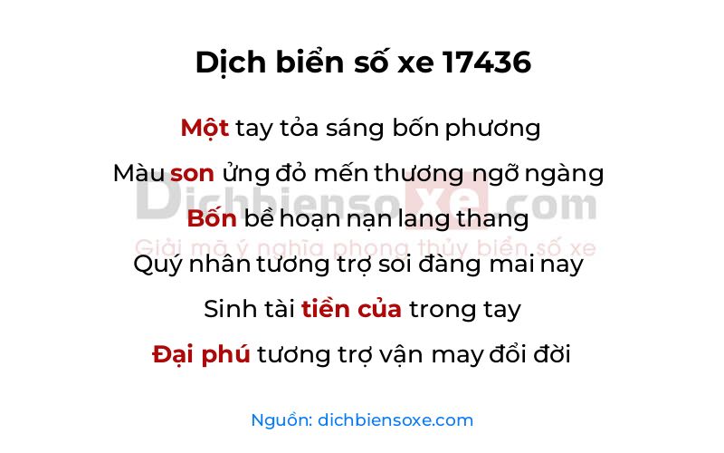 Dịch thơ biển số 17436