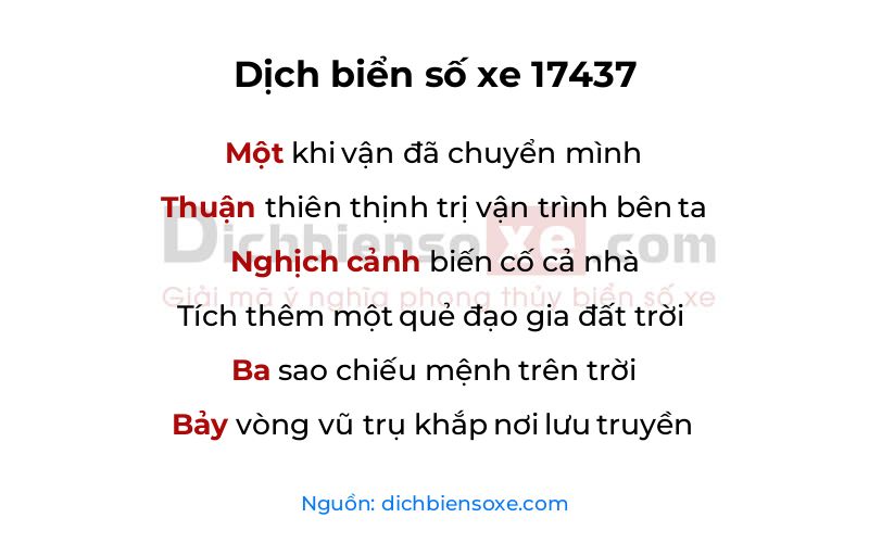 Dịch thơ biển số 17437