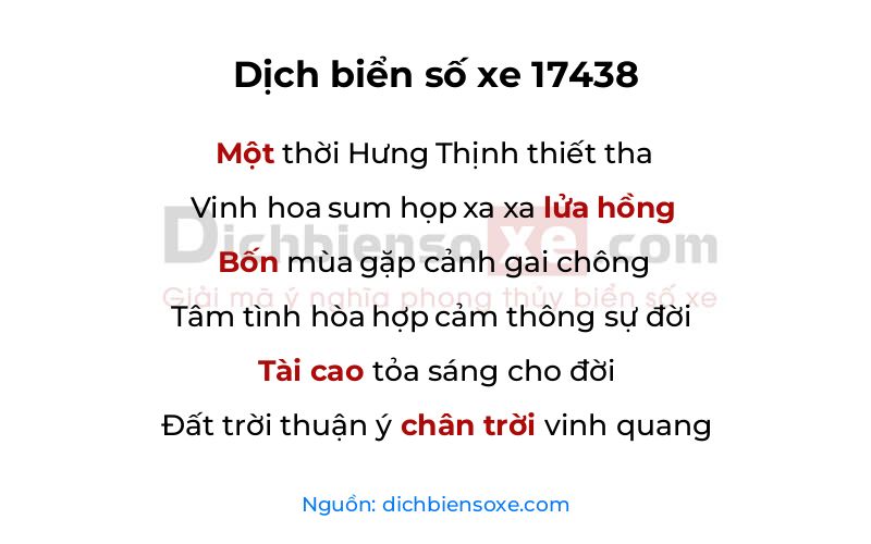 Dịch thơ biển số 17438
