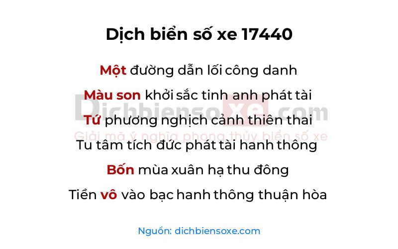 Dịch thơ biển số 17440