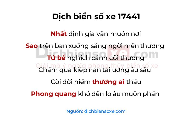 Dịch thơ biển số 17441