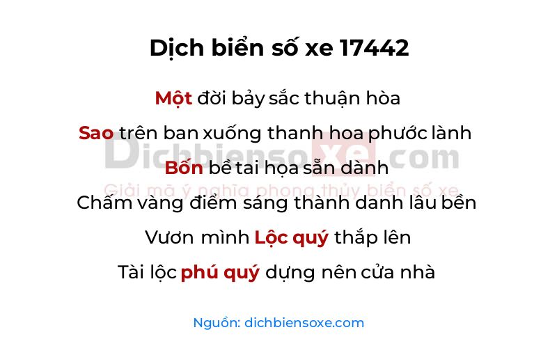 Dịch thơ biển số 17442