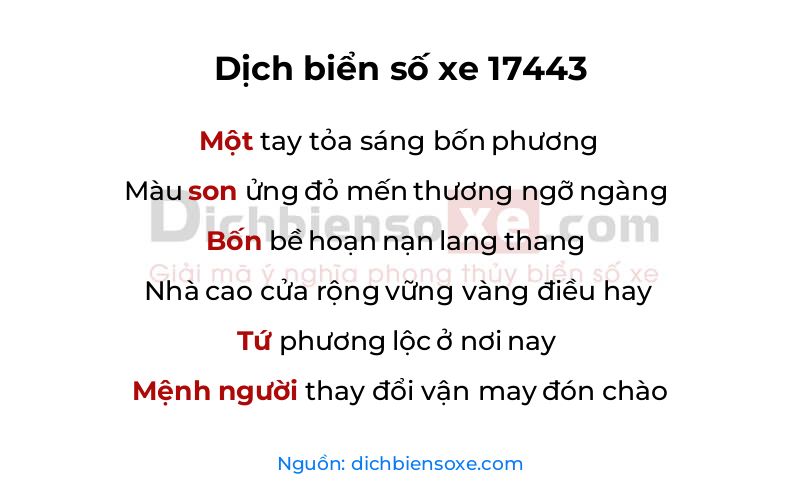 Dịch thơ biển số 17443