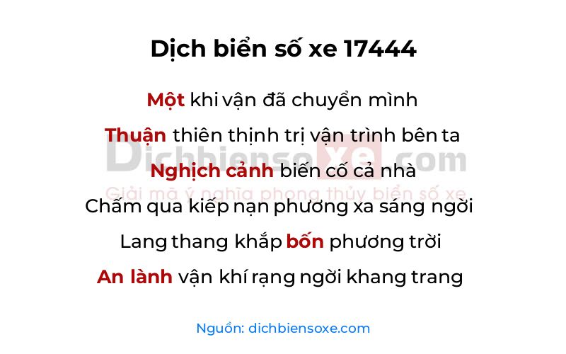 Dịch thơ biển số 17444