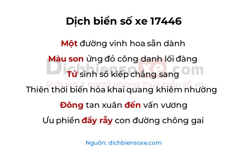 Dịch thơ biển số 17446