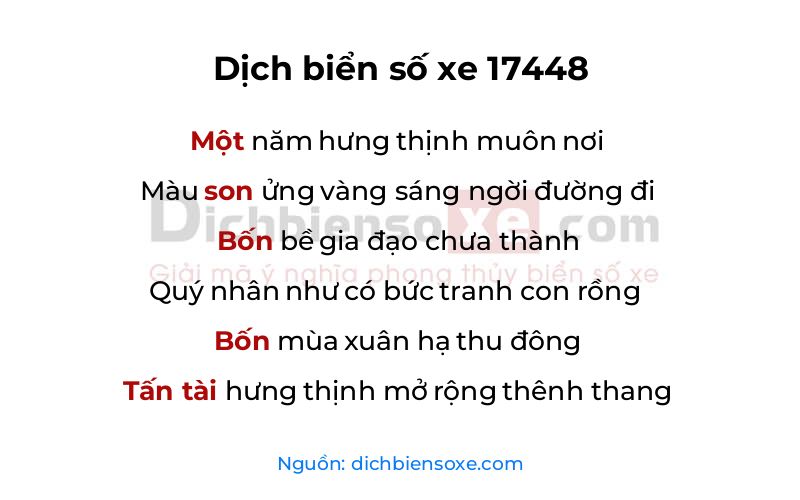 Dịch thơ biển số 17448