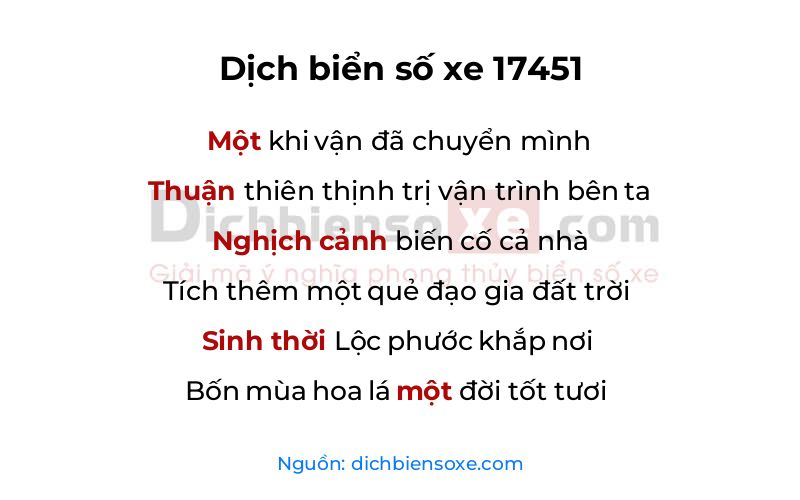 Dịch thơ biển số 17451