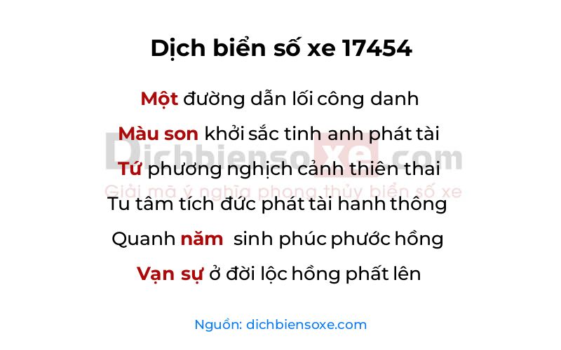 Dịch thơ biển số 17454