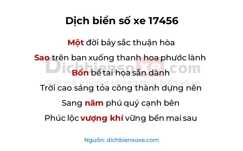 Dịch thơ biển số 17456