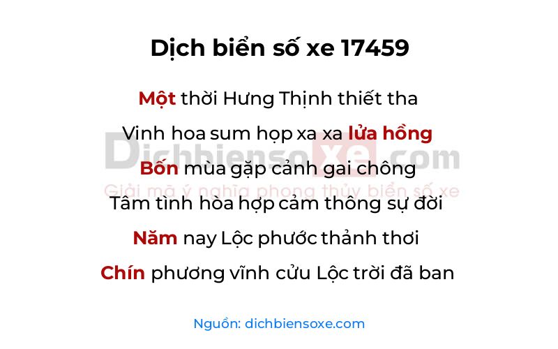 Dịch thơ biển số 17459