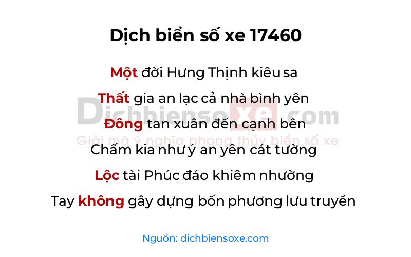 Dịch thơ biển số 17460