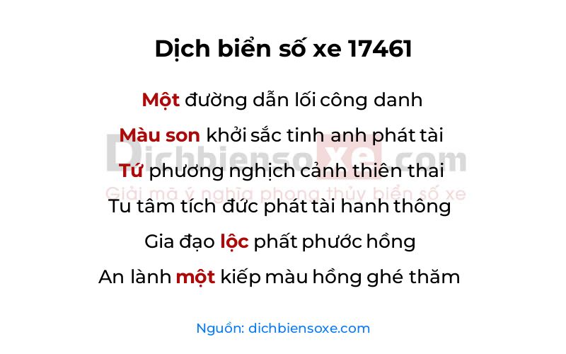 Dịch thơ biển số 17461