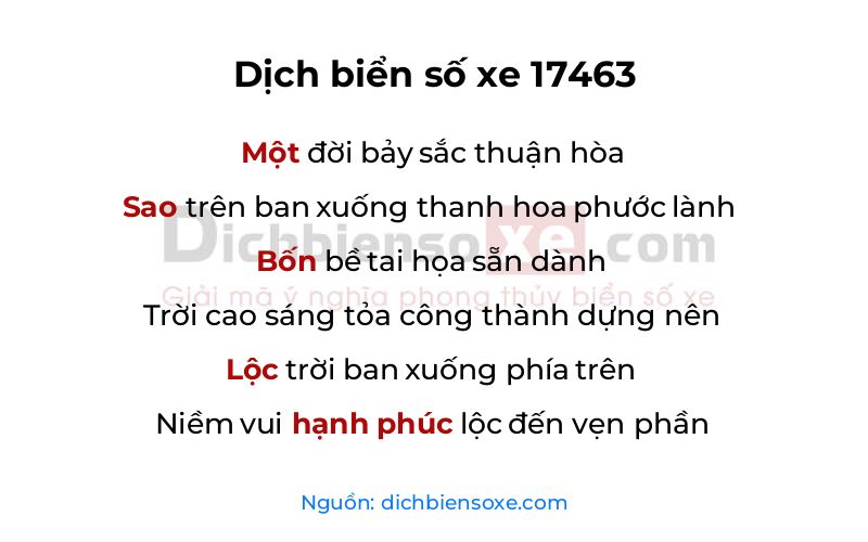 Dịch thơ biển số 17463