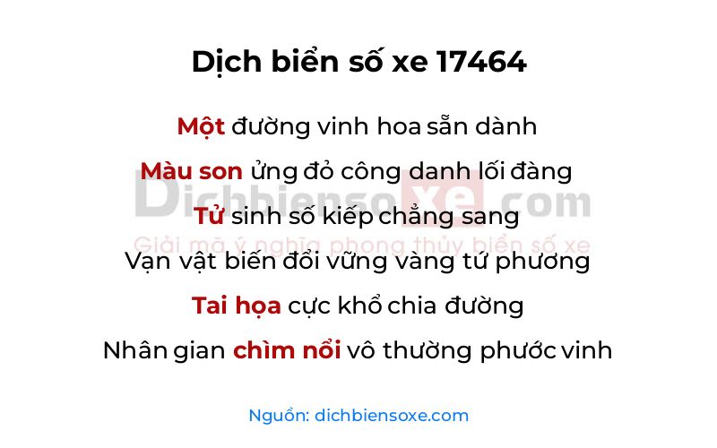 Dịch thơ biển số 17464