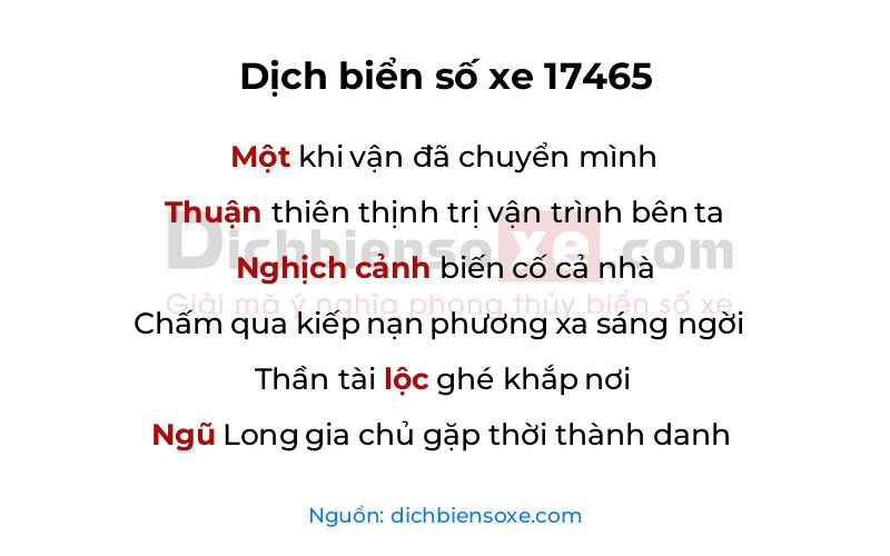 Dịch thơ biển số 17465