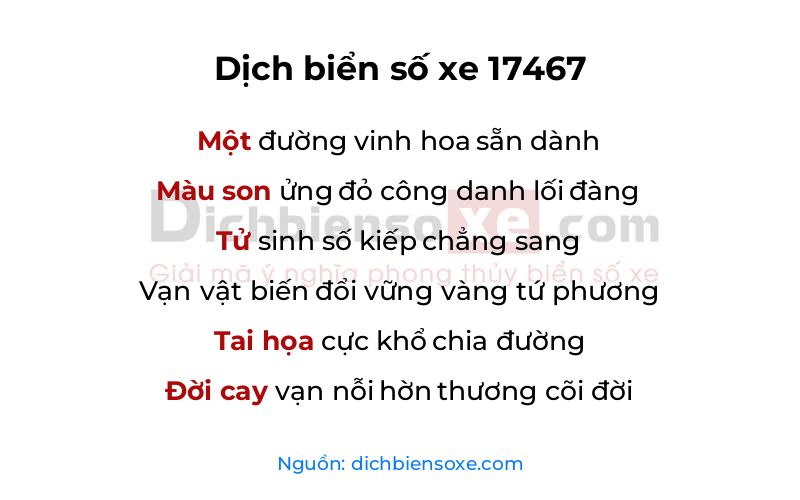 Dịch thơ biển số 17467