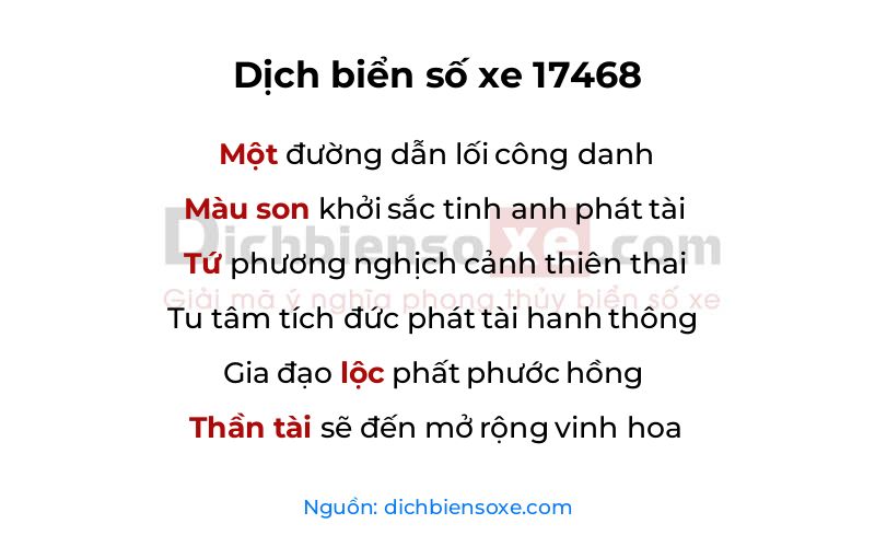 Dịch thơ biển số 17468