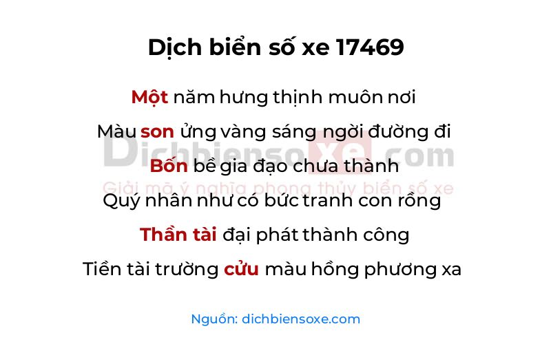 Dịch thơ biển số 17469