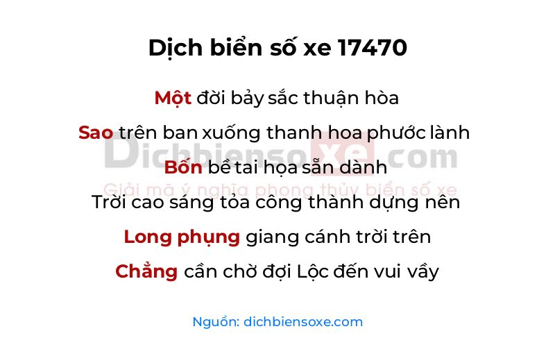 Dịch thơ biển số 17470