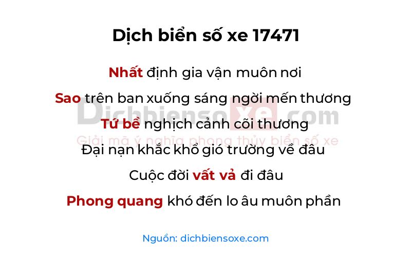 Dịch thơ biển số 17471
