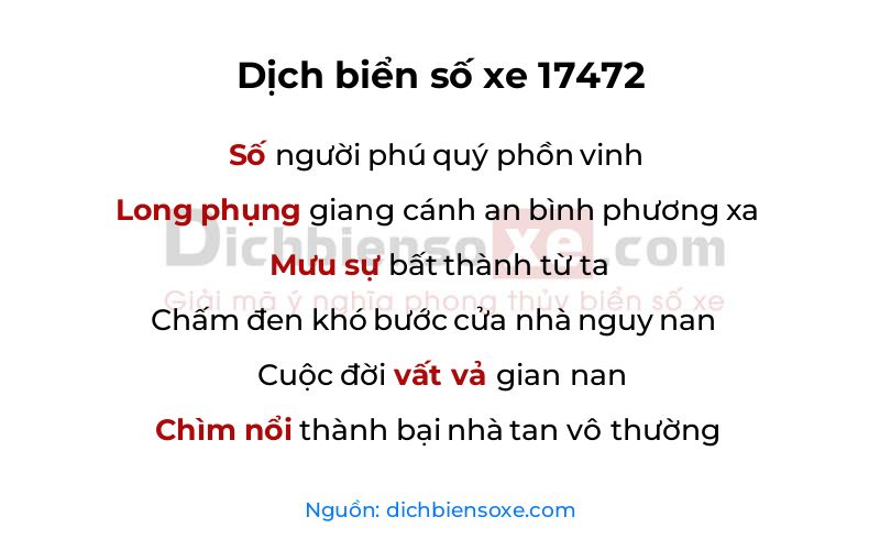 Dịch thơ biển số 17472