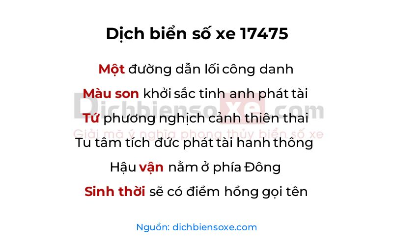 Dịch thơ biển số 17475