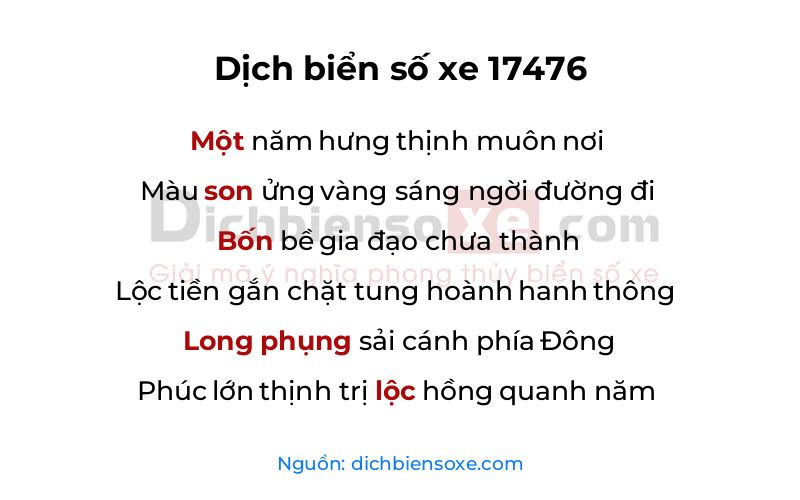 Dịch thơ biển số 17476