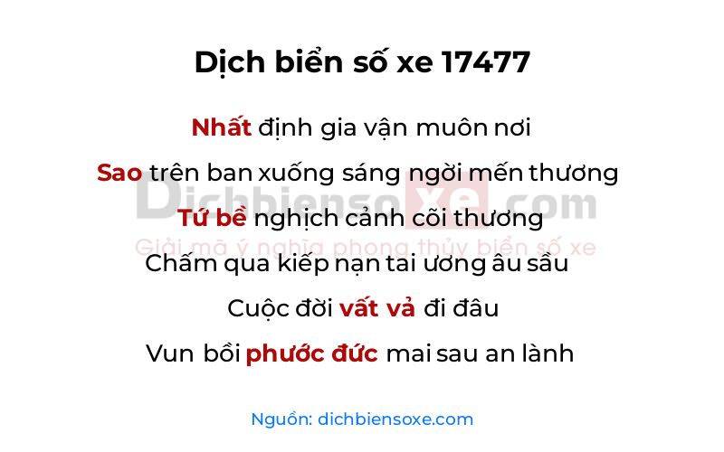 Dịch thơ biển số 17477