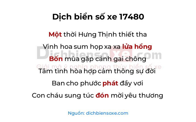Dịch thơ biển số 17480