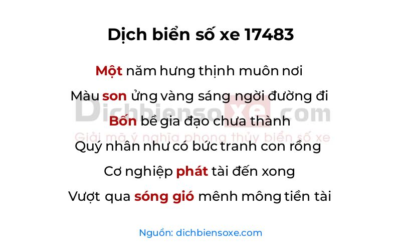 Dịch thơ biển số 17483