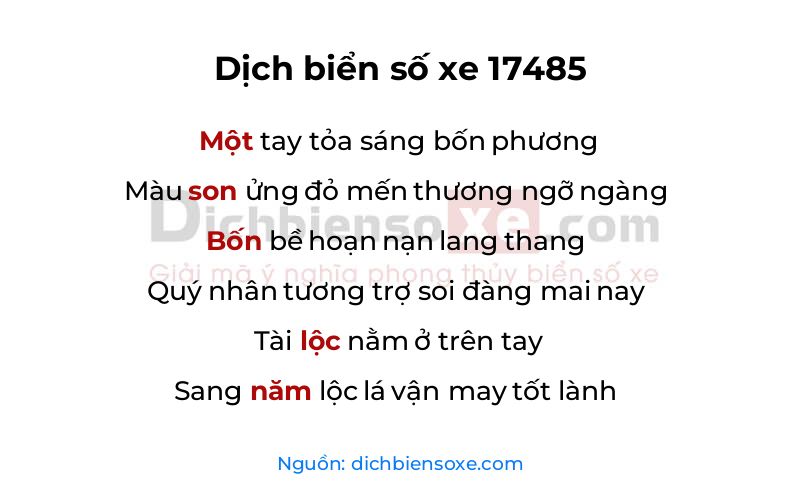Dịch thơ biển số 17485