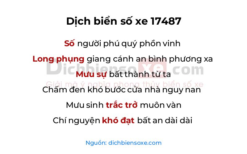 Dịch thơ biển số 17487