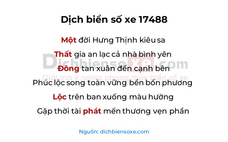 Dịch thơ biển số 17488